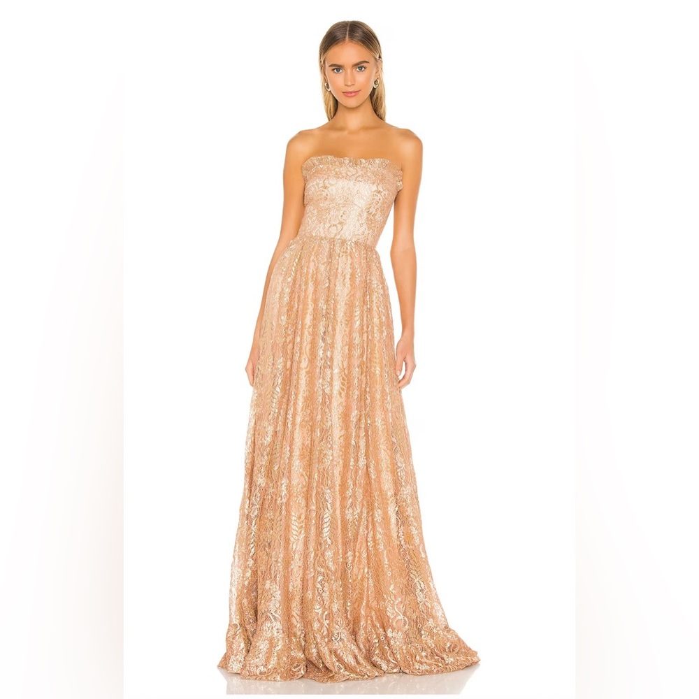Revolve Sabina Musayev Cleo Gown in Rose Gold